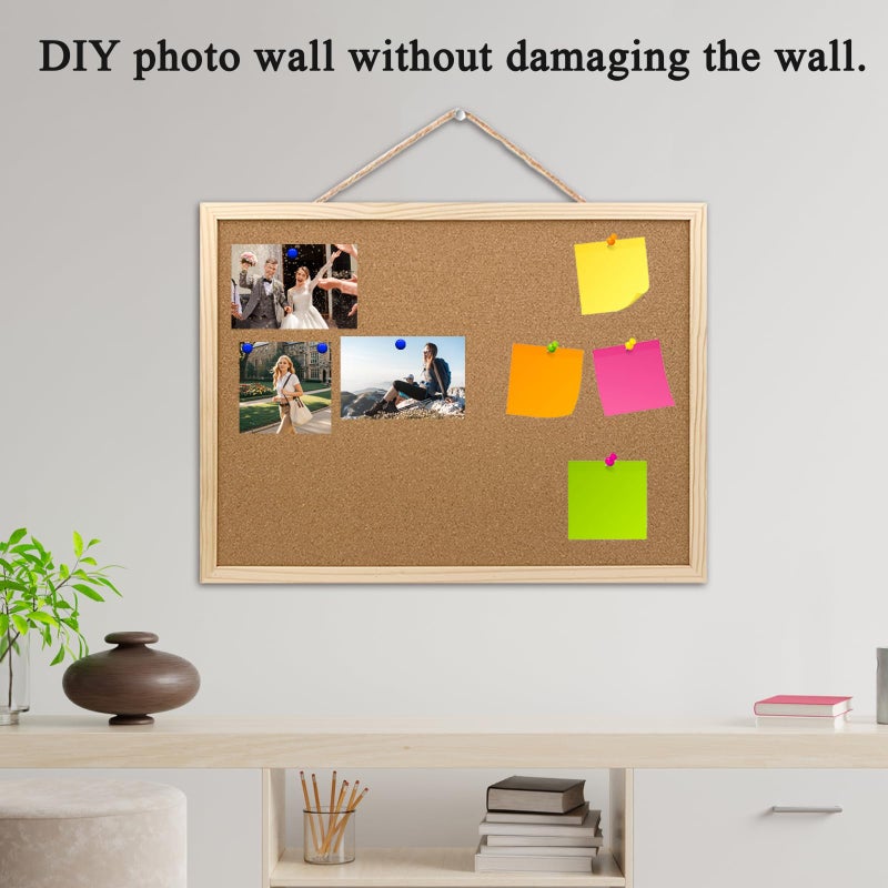 GDMINLO Cork Board Bulletin Board, 15.7""X 11.81"" pin Boards for Walls, Oak Wood Finish Frame, Wall Mounted Cork Board for Office Home and School(Pins, Eye Bolts, gaskets, Screws) - Image 3